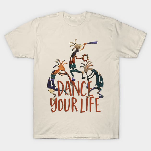 Kokopelli Musican Trio Dance Your Life T-Shirt by EDDArt